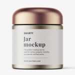 Metallic jar with rounded lid mockup
