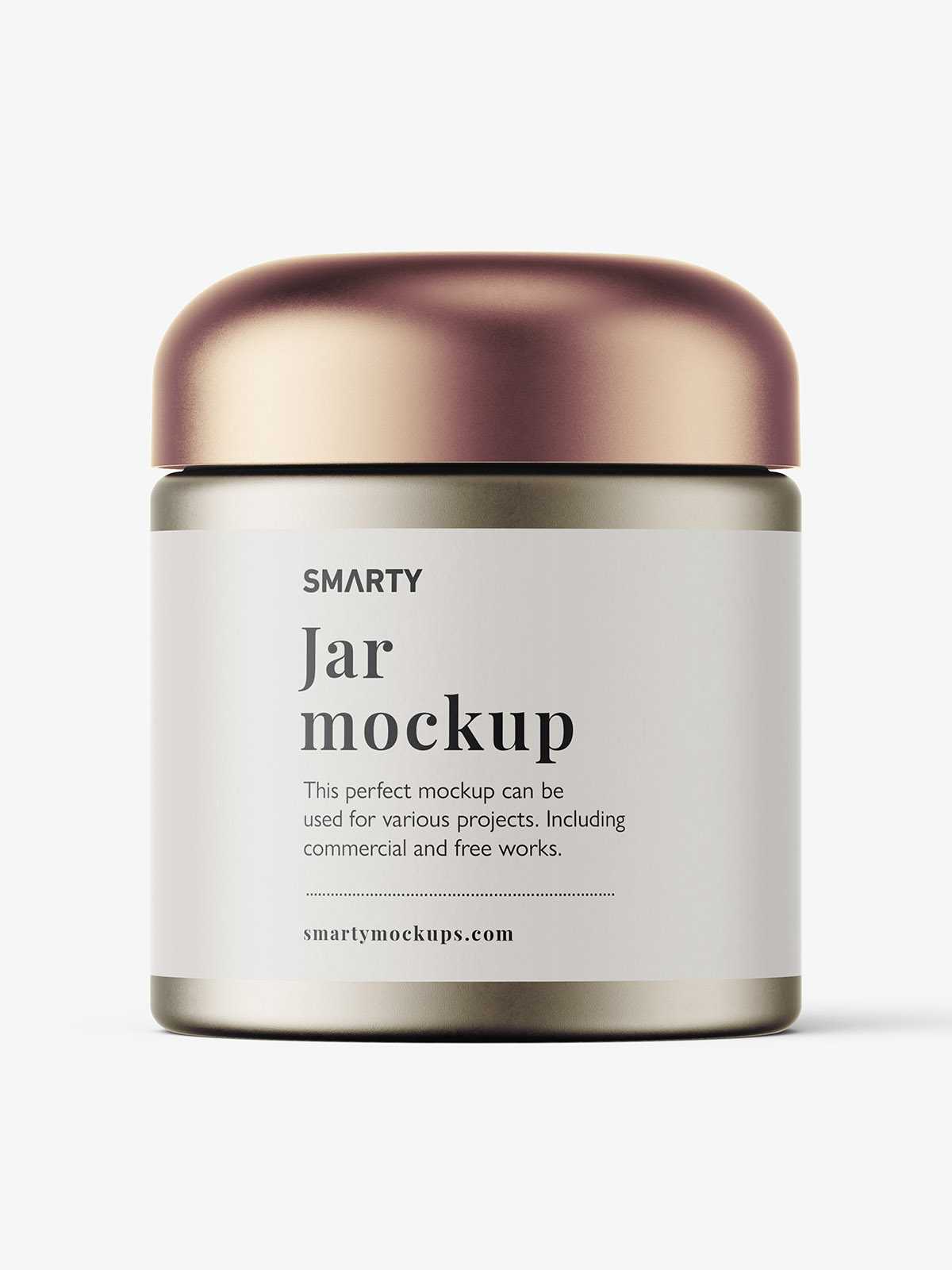 Metallic jar with rounded lid mockup