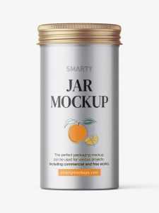 Metallic jar with screwcap mockup