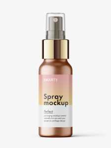 Metallic mist spray bottle mockup