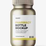 Metallic pharmaceutical jar mockup