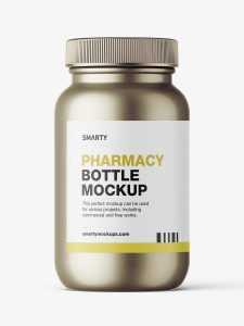 Metallic pharmaceutical jar mockup