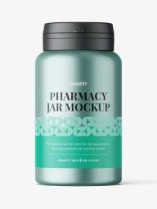 Metallic pharmaceutical jar mockup
