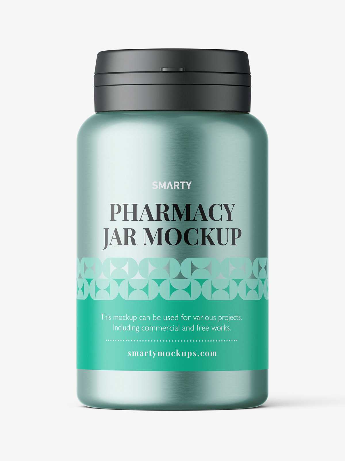 Metallic pharmaceutical jar mockup