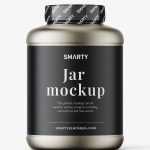Metallic protein jar mockup