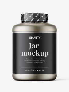 Metallic protein jar mockup