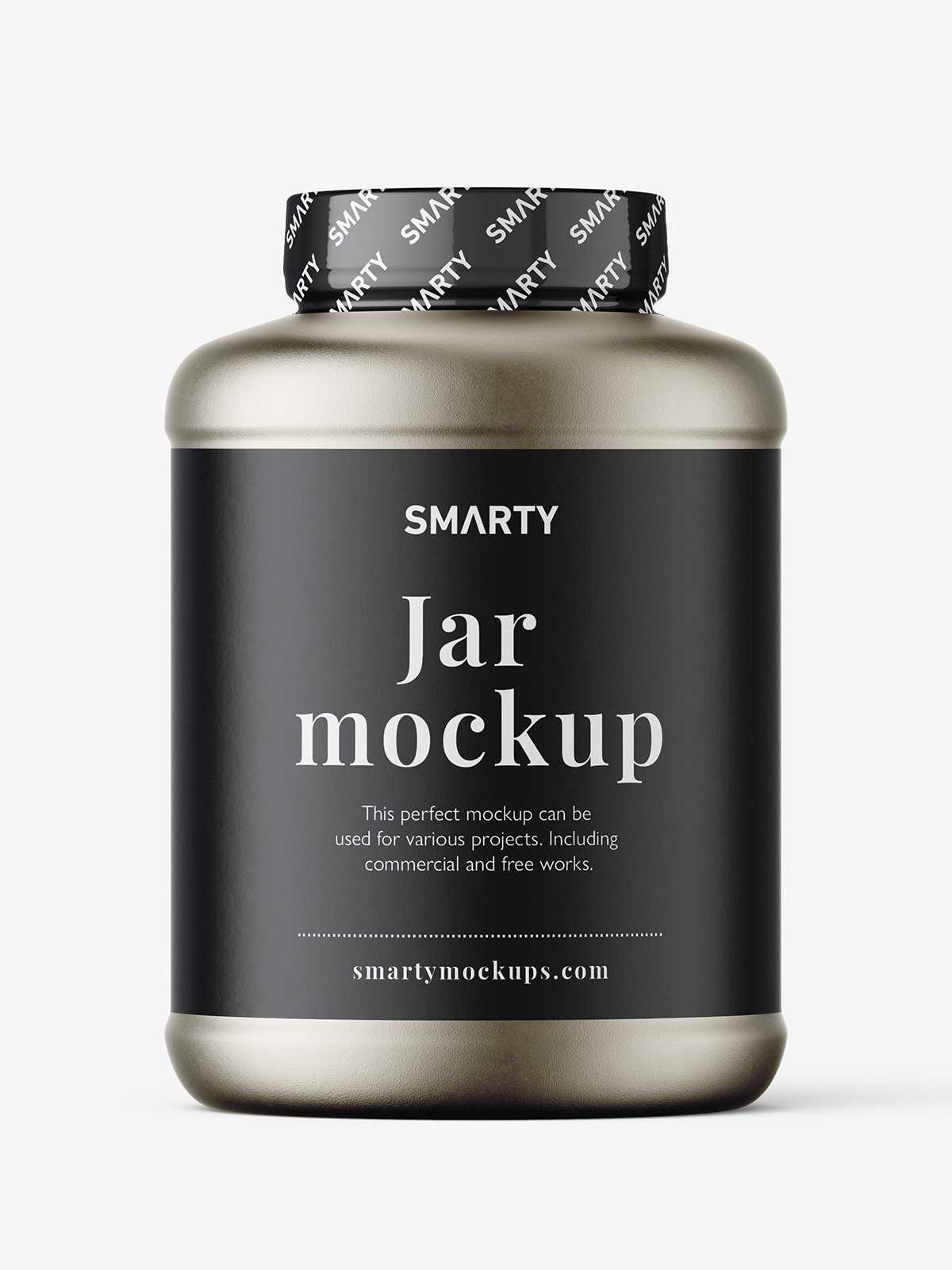 Metallic protein jar mockup