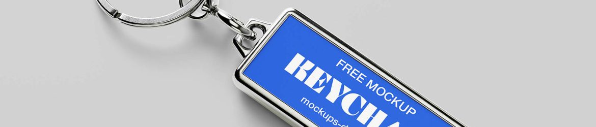 Metallic rectangle keychain mockup