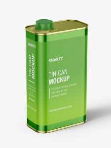 Metallic rectangle tin can mockup