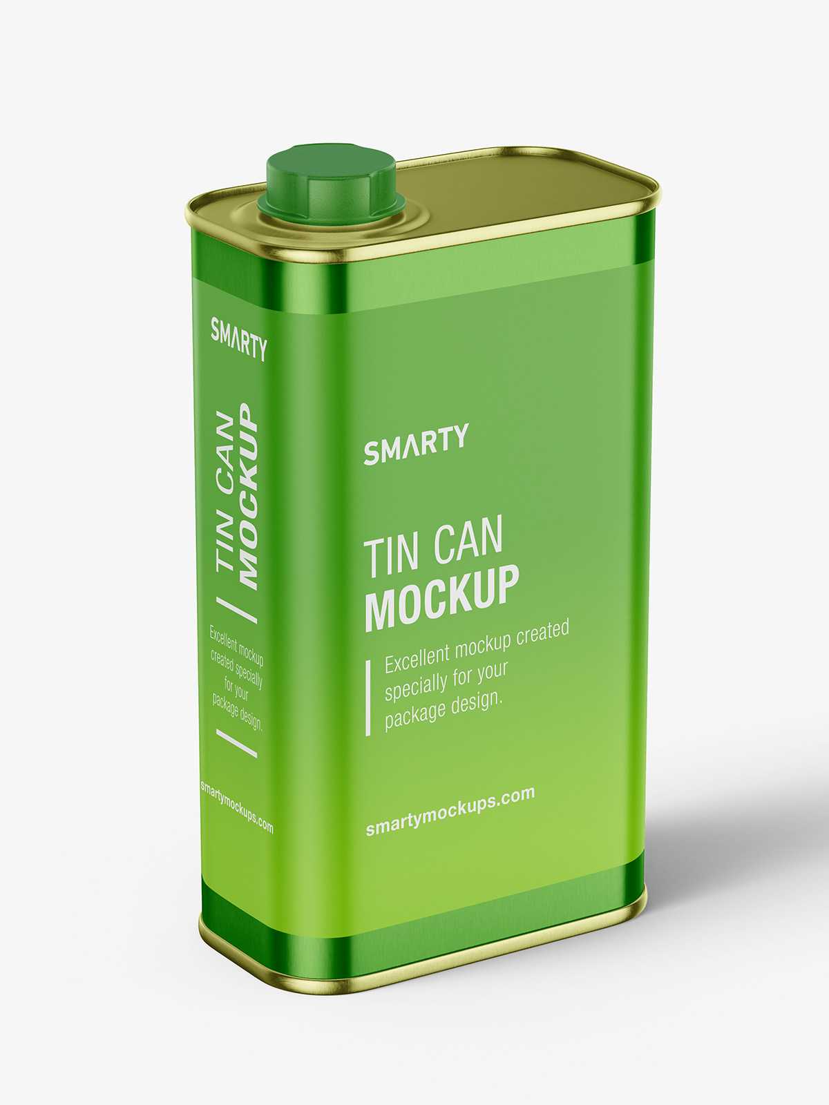 Metallic rectangle tin can mockup