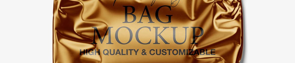 Metallic square pillow bag mockup