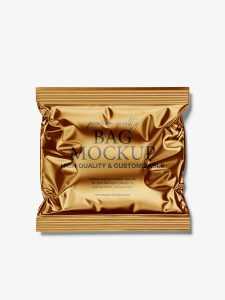 Metallic square pillow bag mockup