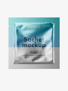 Metallic square sachet mockup