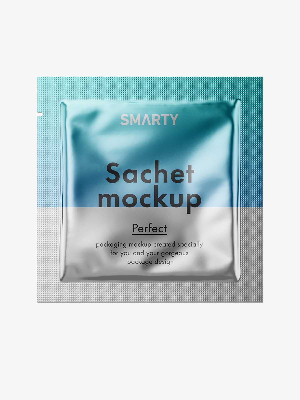Metallic square sachet mockup