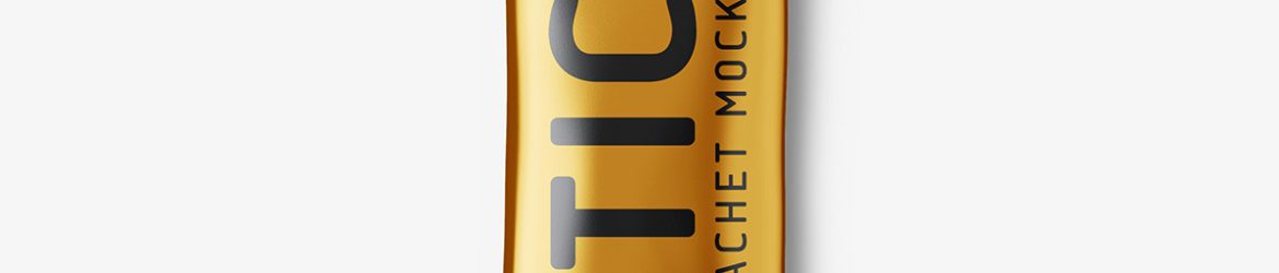 Metallic stick sachet mockup
