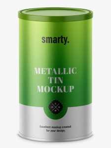 Metallic tin can mockup / top view