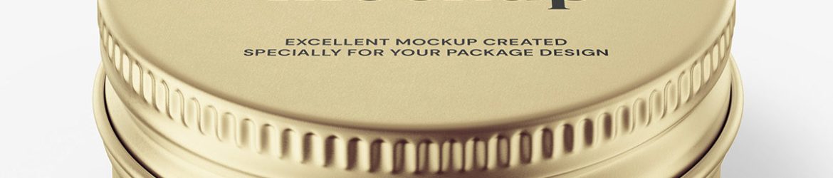 Metallic tin cream jar mockup