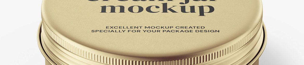 Metallic tin cream jar mockup