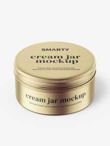 Metallic tin cream jar mockup