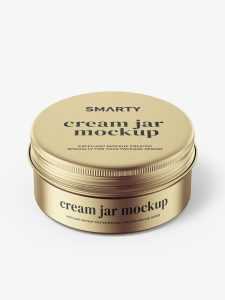Metallic tin cream jar mockup