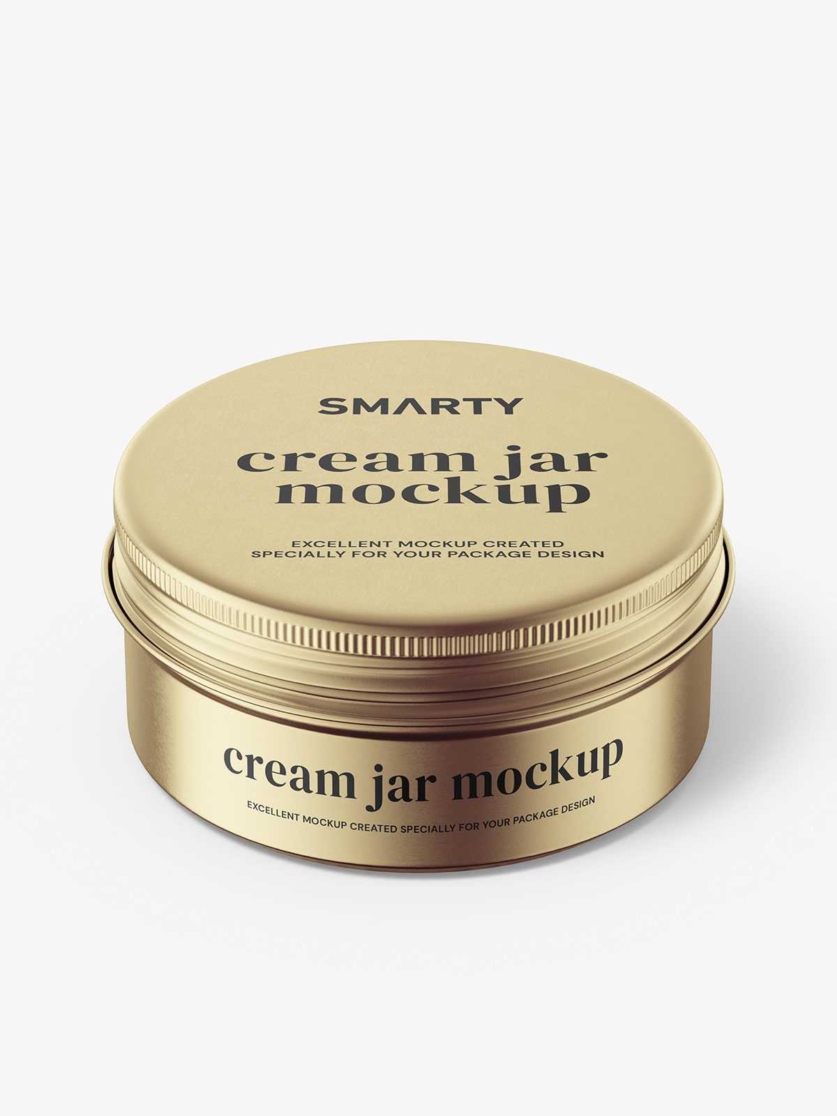 Metallic tin cream jar mockup