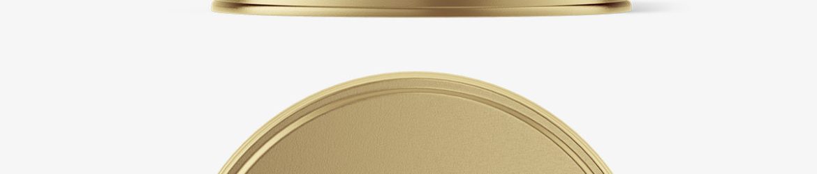 Metallic tin jar mockup / top and front view
