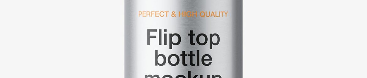 Metallic wide bottle with flip top mockup