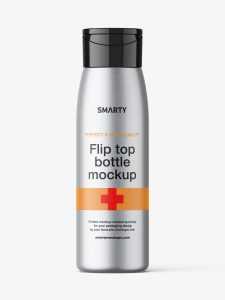 Metallic wide bottle with flip top mockup