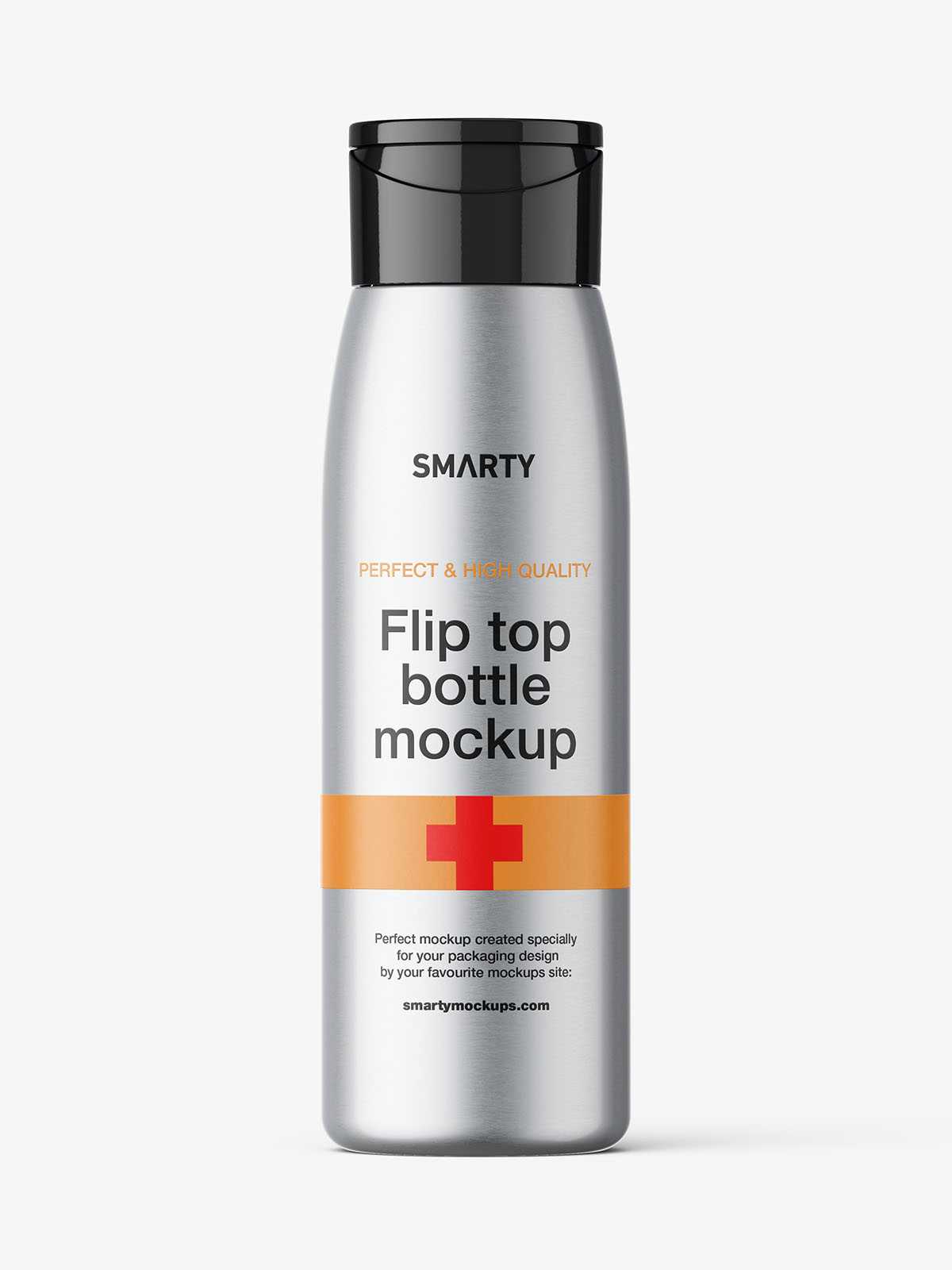Metallic wide bottle with flip top mockup