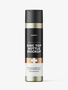 Metallic wide disc cap bottle mockup