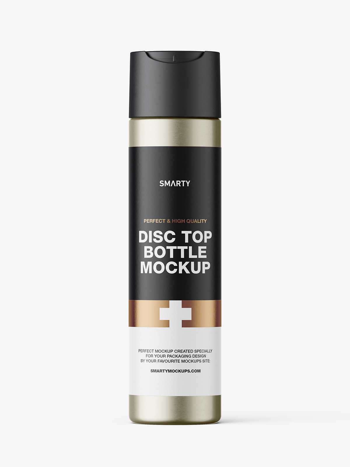 Metallic wide disc cap bottle mockup