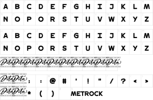 Mapa de caracteres da fonte Metrock Font | 1001 Free Fonts