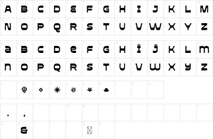 Mapa de caracteres da fonte Mezicola Font | 1001 Free Fonts