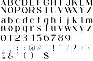 Mapa de caracteres da fonte Midland Font | 1001 Free Fonts