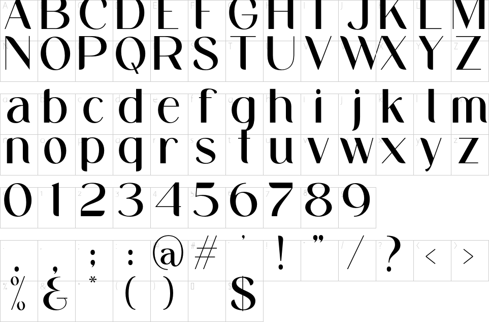 Mapa de caracteres da fonte Midland Font | 1001 Free Fonts