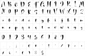 Mapa de caracteres da fonte Midnight Font | 1001 Free Fonts