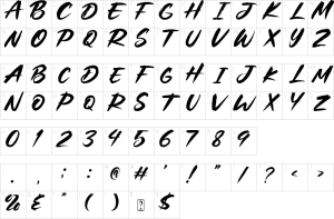 Mapa de caracteres da fonte Mightora Font | 1001 Free Fonts