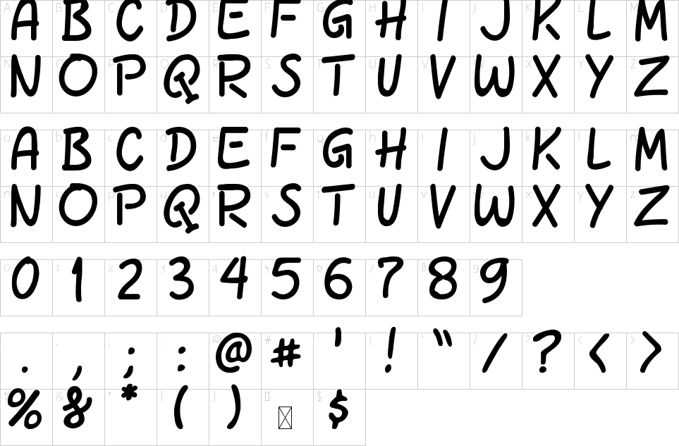 Mapa de caracteres da fonte Milk Drink Font | 1001 Free Fonts
