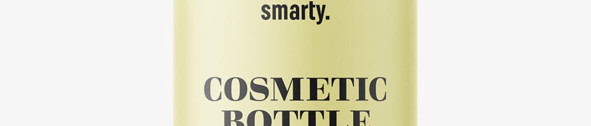 Milk plastic bottle with cream mockup / 100 ml