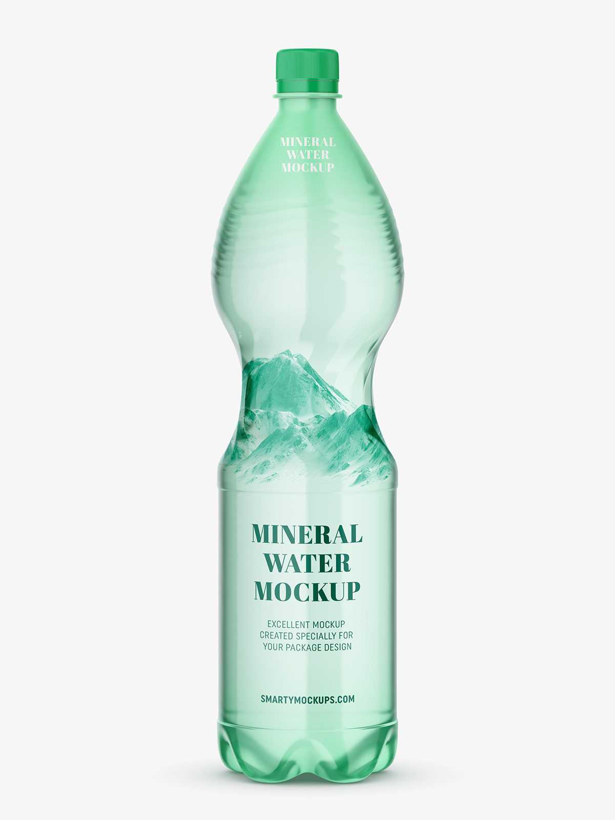 Mineral water bottle mockup / green