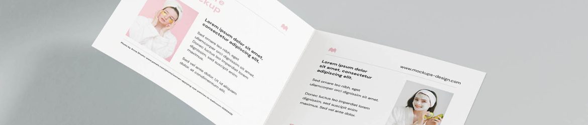 Minimalistic square bi fold flyer mockup
