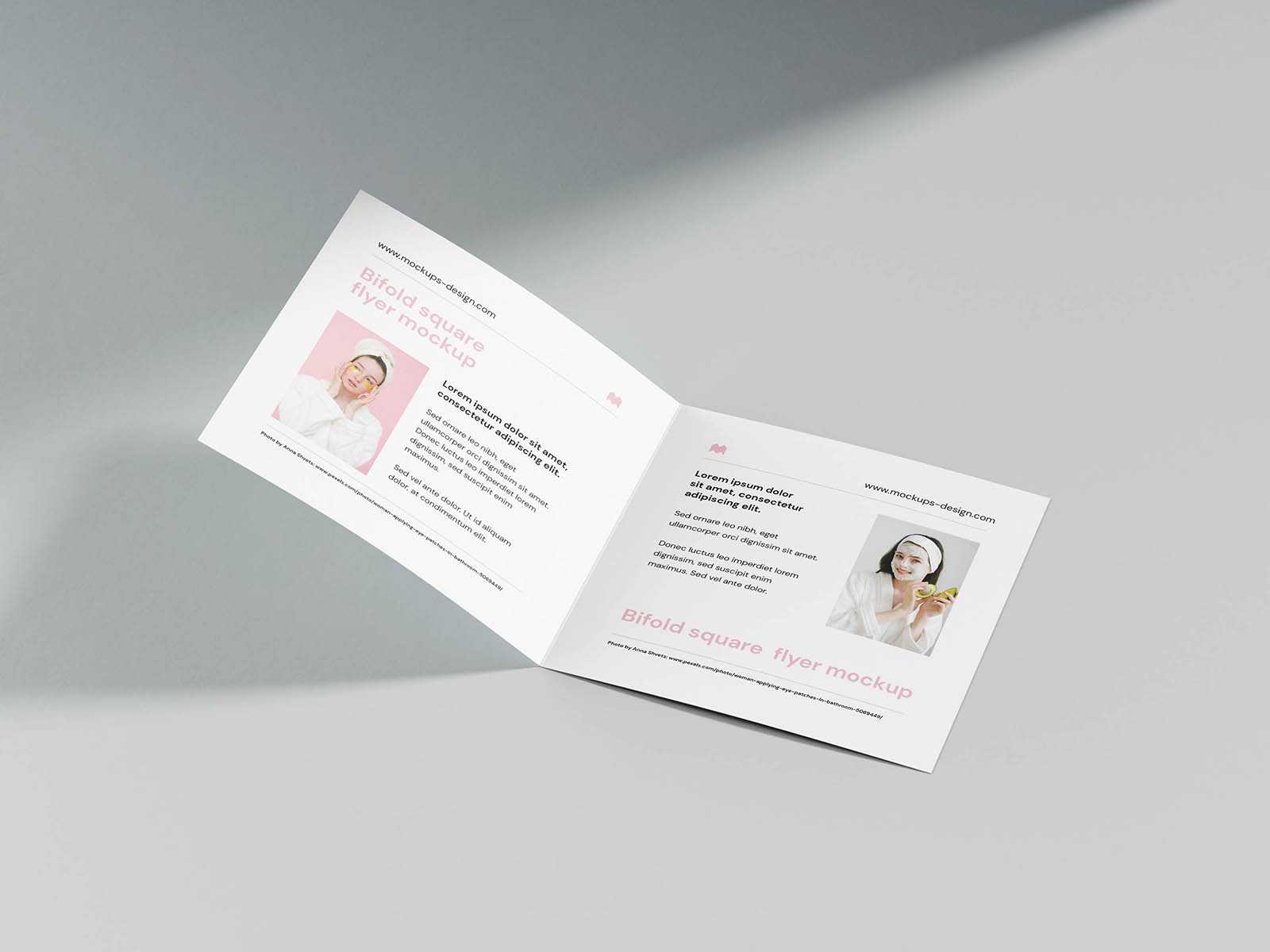Minimalistic square bi fold flyer mockup