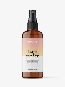 Mist spray bottle mockup / amber