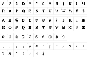 Mapa de caracteres da fonte Mix Script Font