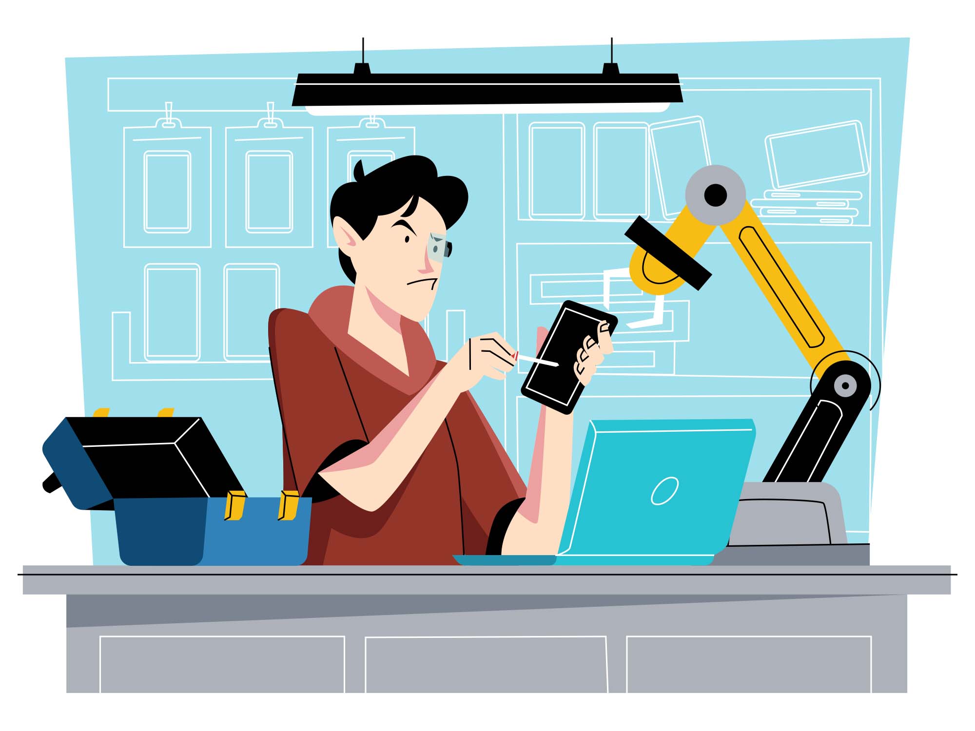 Mobile Fixing Vector Illustration (AI)