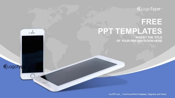 Mobile phones with lines PowerPoint Templates