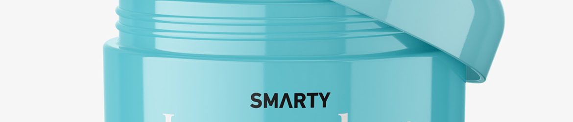 Mockup of a glossy cosmetic jar with the lid open Mockup of a glossy cosmetic jar with the lid open
