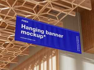Mockup of a hanging banner in the expo hall - Instant Download