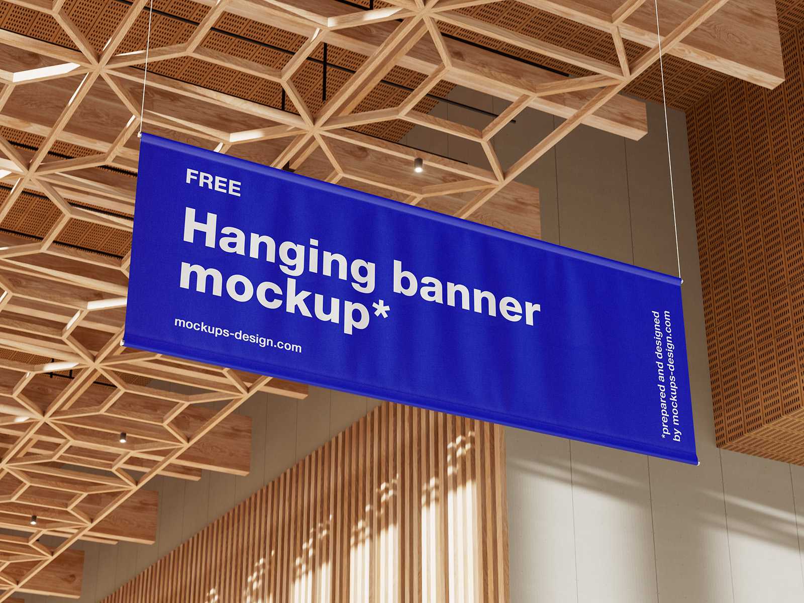 Mockup of a hanging banner in the expo hall - Instant Download