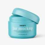 Mockup of a matt cosmetic jar with the lid open